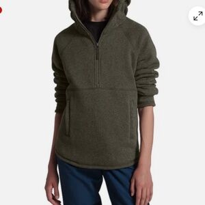 North Face Crescent Pullover Top Fleece Zip Jacket Hoody - Color: Taupe Green